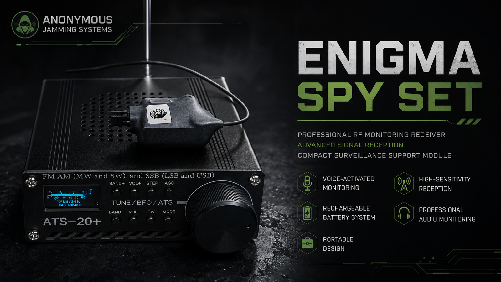 Enigma professional RF monitoring receiver set